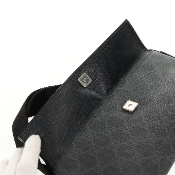 GUCCI GG Supreme Waist bag PVC Black Silver 161833 Auth 146624V - Picture 11 of 16